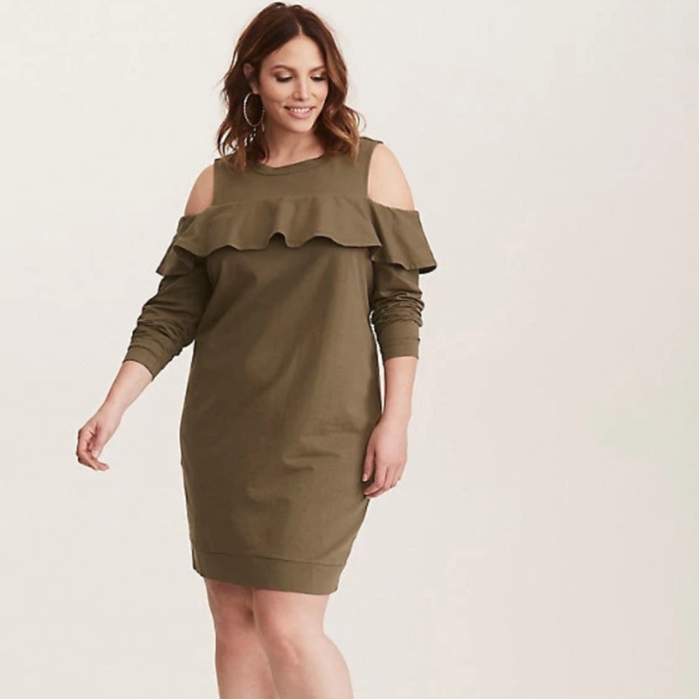 Torrid off shoulder green dress